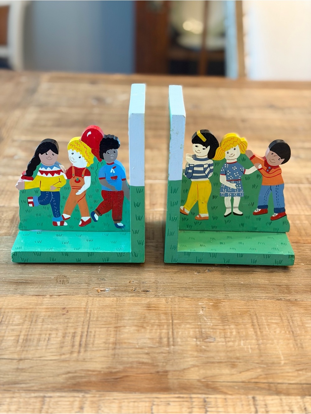 “All Kinds of Children” Wooden Bookends. Classic | Colorful | Multi-Cultural